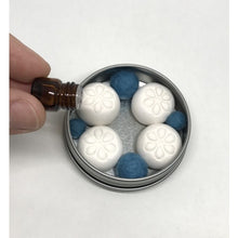 Load image into Gallery viewer, Blue Flower Diffuser Tin with Calm Essential Oil