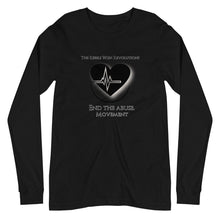 Load image into Gallery viewer, End The Abuse RWR Movement Slim Fit Long Sleeve Tee with outline & shadow